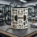Personalized Fitness Ceramic Mug, Custom Name Coffee Cup For Gym Enthusiasts, Gym Ceramic Mug