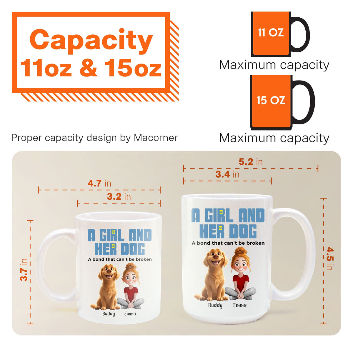 A Girl & Her Dogs, A Bond That Can't Be Broken - Personalized Mug - Gift For Daughter, Dog Mom