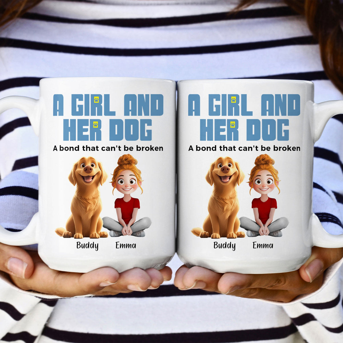 A Girl & Her Dogs, A Bond That Can't Be Broken - Personalized Mug - Gift For Daughter, Dog Mom