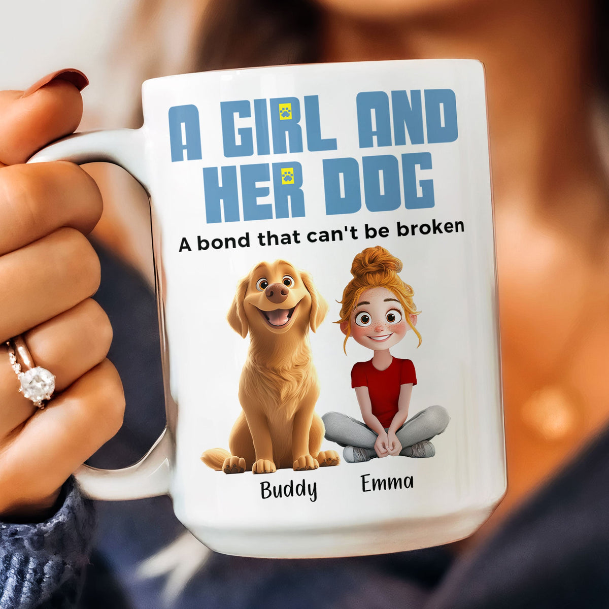 A Girl & Her Dogs, A Bond That Can't Be Broken - Personalized Mug - Gift For Daughter, Dog Mom