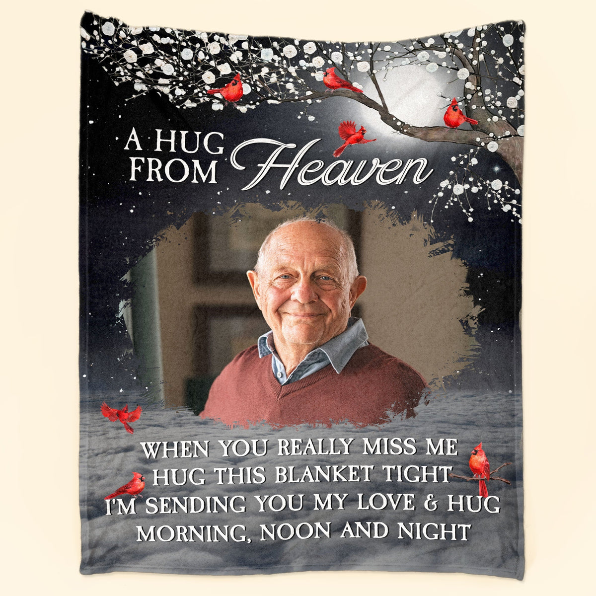 A Hug From Heaven - Personalized Memorial Photo Blanket - Sympathy Gift For Loss Of A Loved One