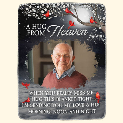 A Hug From Heaven - Personalized Memorial Photo Blanket - Sympathy Gift For Loss Of A Loved One
