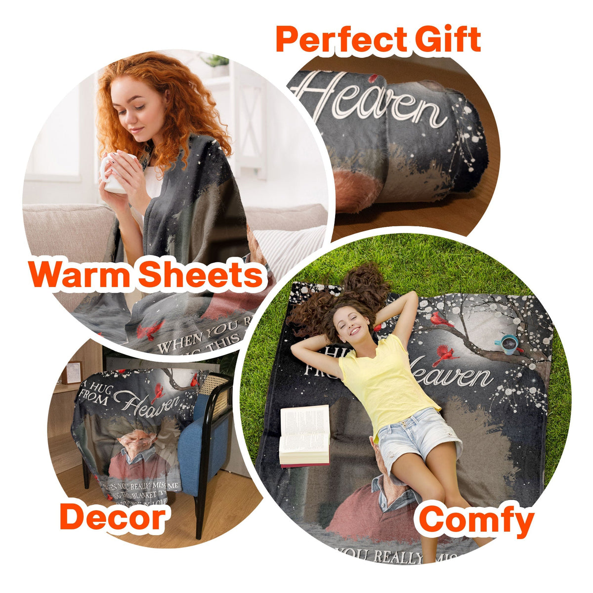 A Hug From Heaven - Personalized Memorial Photo Blanket - Sympathy Gift For Loss Of A Loved One
