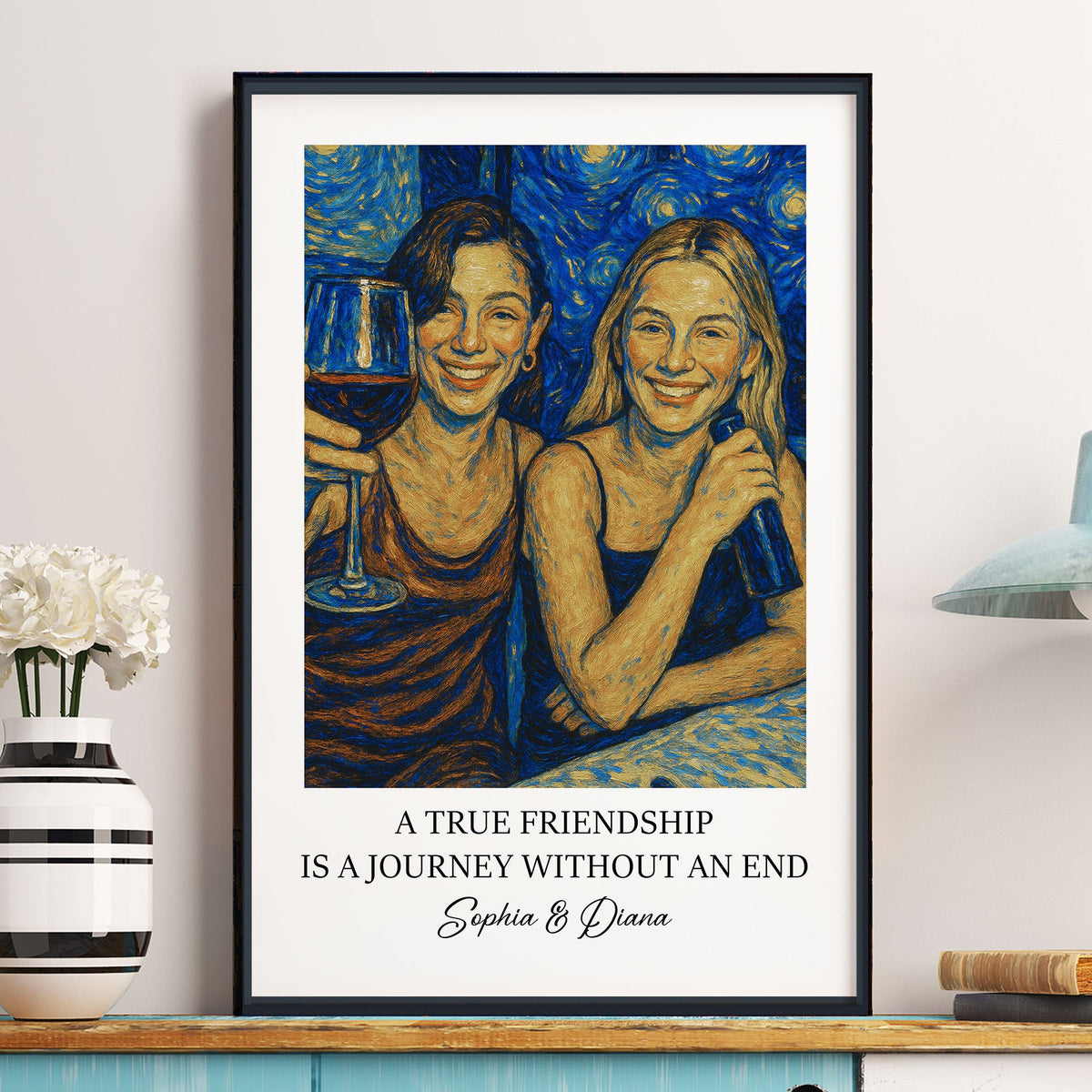 A True Friendship Is A Journey Without An End Van Gogh Art - Personalized Photo Poster - Gift For Friends