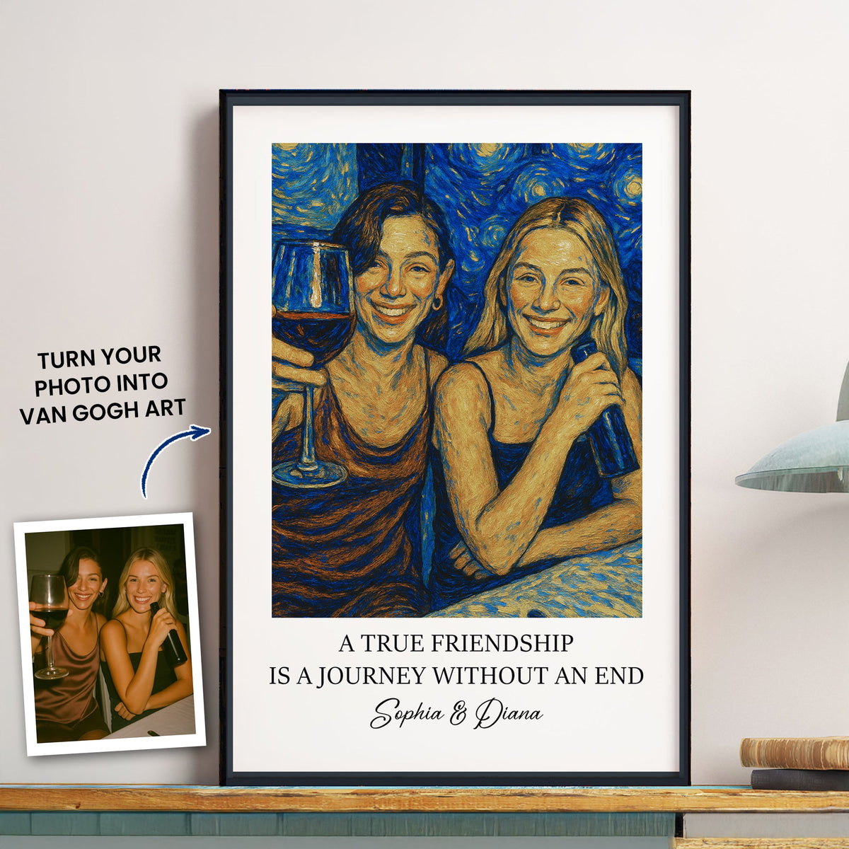 A True Friendship Is A Journey Without An End Van Gogh Art - Personalized Photo Poster - Gift For Friends