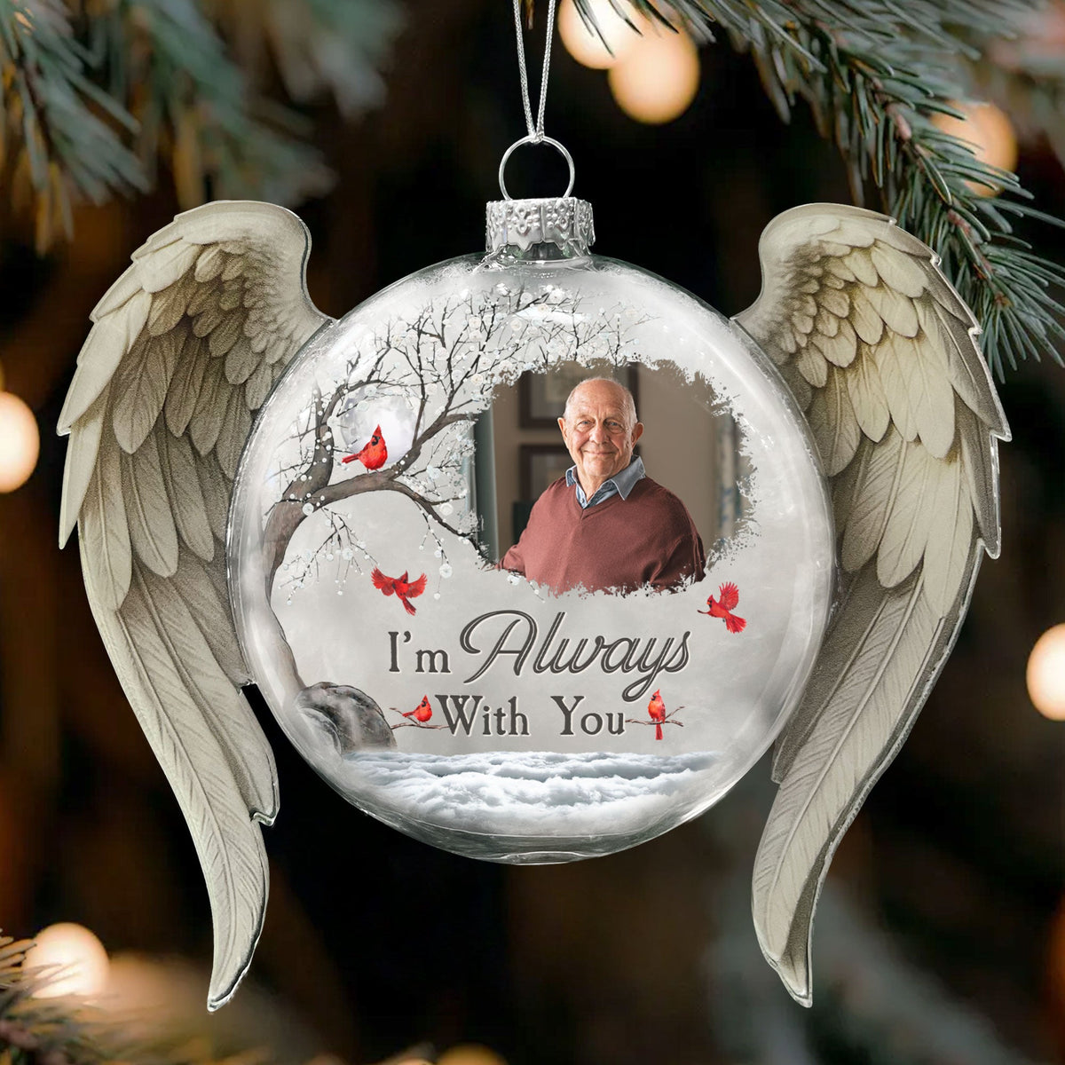 I'm Always With You - Personalized Memorial Glass Photo Ornament - Christmas Gift For Loss Of Loved One