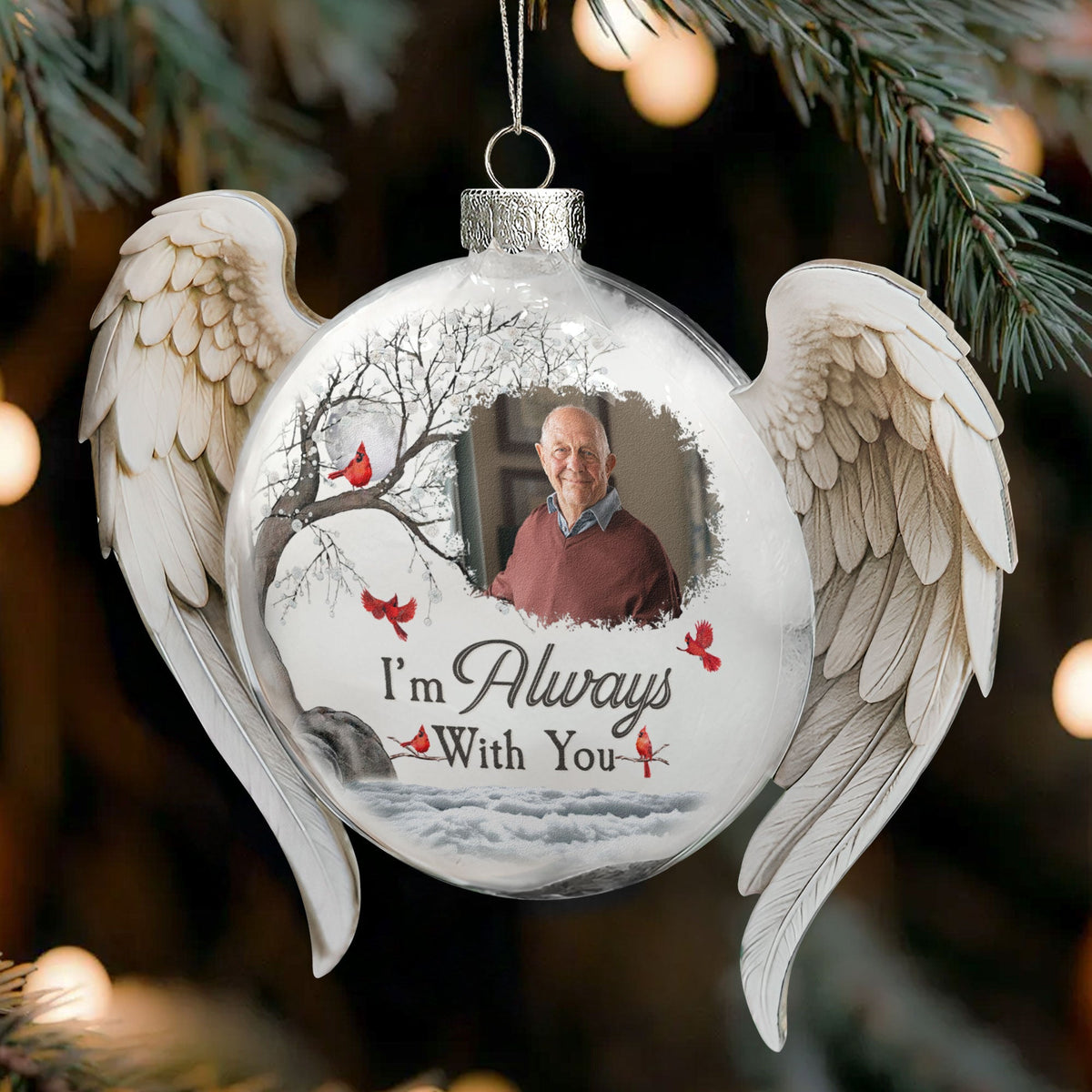 I'm Always With You - Personalized Memorial Glass Photo Ornament - Christmas Gift For Loss Of Loved One