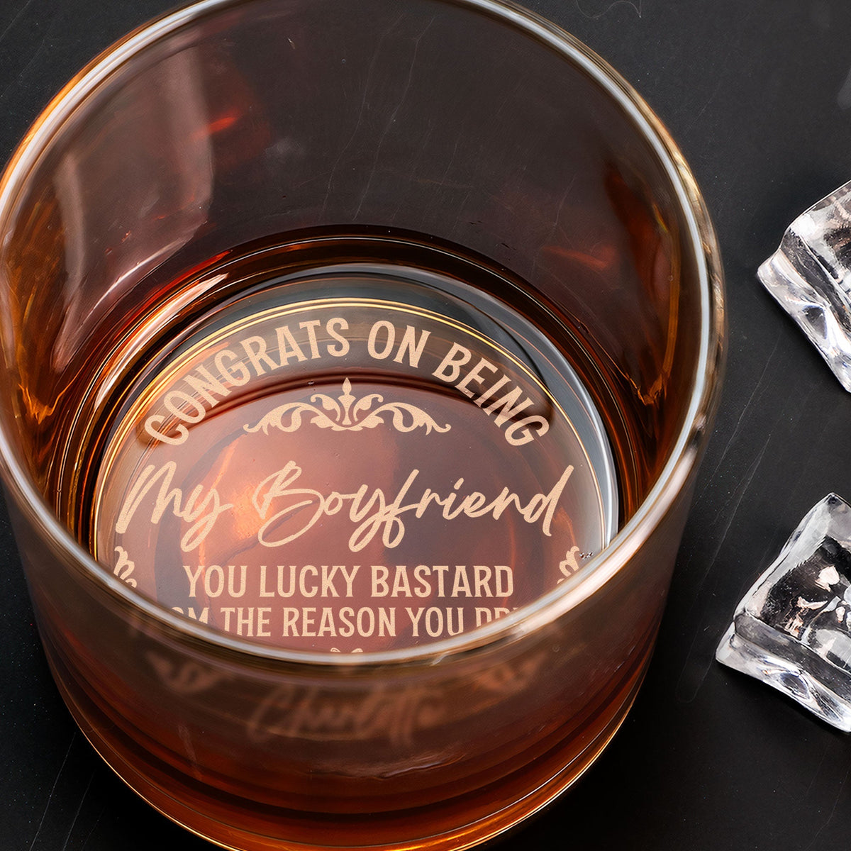 Congrats On Being My Husband - Personalized Engraved Whiskey Glass - Gift For Husband, Boyfriend