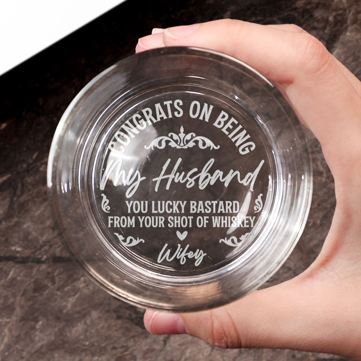 Congrats On Being My Husband - Personalized Engraved Whiskey Glass - Gift For Husband, Boyfriend