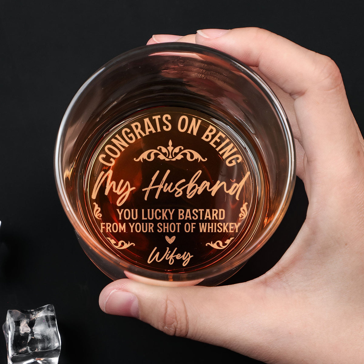 Congrats On Being My Husband - Personalized Engraved Whiskey Glass - Gift For Husband, Boyfriend
