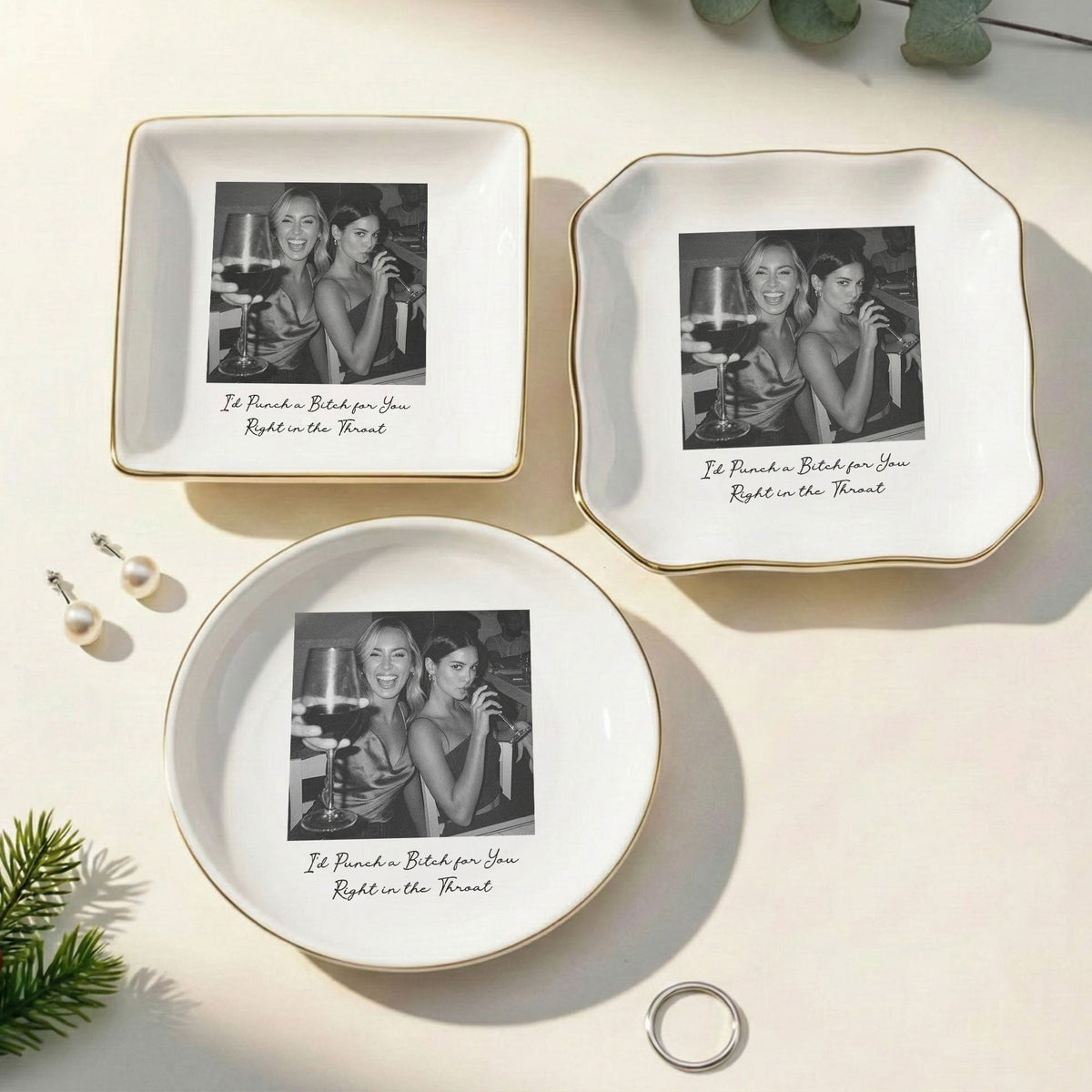 Custom Bestie Photo Trinket Tray - Personalized Jewelry Dish - Thank You Gift For Best Friend, Bestie