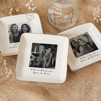 Custom Bestie Photo Trinket Tray - Personalized Jewelry Dish - Thank You Gift For Best Friend, Bestie