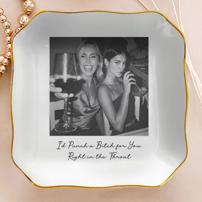 Custom Bestie Photo Trinket Tray - Personalized Jewelry Dish - Thank You Gift For Best Friend, Bestie