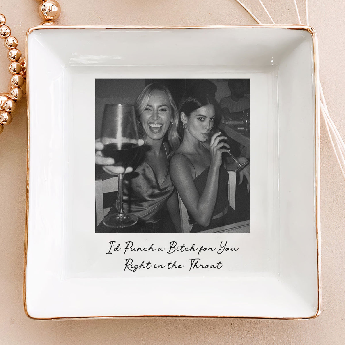 Custom Bestie Photo Trinket Tray - Personalized Jewelry Dish - Thank You Gift For Best Friend, Bestie