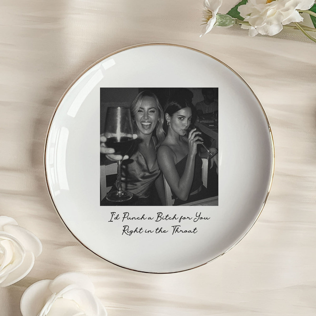 Custom Bestie Photo Trinket Tray - Personalized Jewelry Dish - Thank You Gift For Best Friend, Bestie