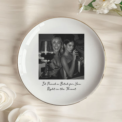 Custom Bestie Photo Trinket Tray - Personalized Jewelry Dish - Thank You Gift For Best Friend, Bestie