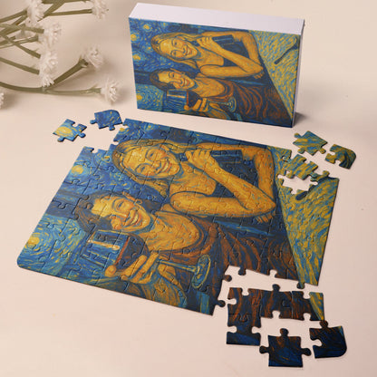 Custom Friend Portrait Van Gogh Art - Personalized Photo Jigsaw Puzzle - Gift For Best Friends, BFF