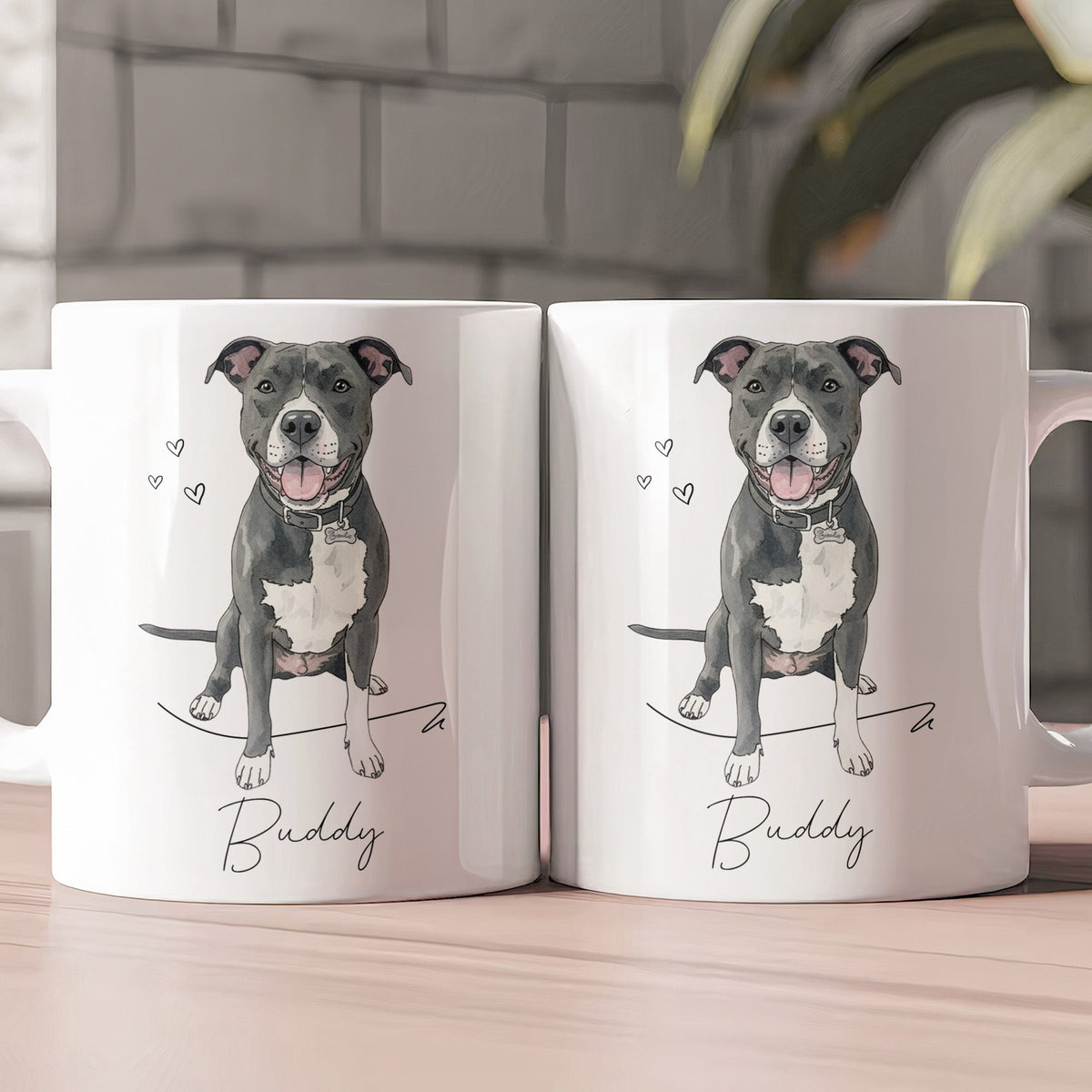 Custom Pet Portrait Watercolor - Personalized Mug With Name - Gift For Dog Lovers, Cat Lovers