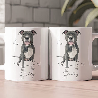 Custom Pet Portrait Watercolor - Personalized Mug With Name - Gift For Dog Lovers, Cat Lovers