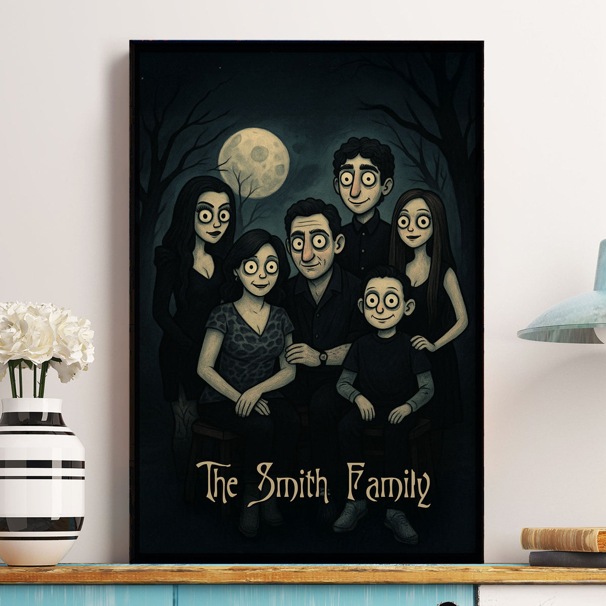 Family Halloween Style Portrait - Personalized Poster - Halloween Home Decor Gift For Family