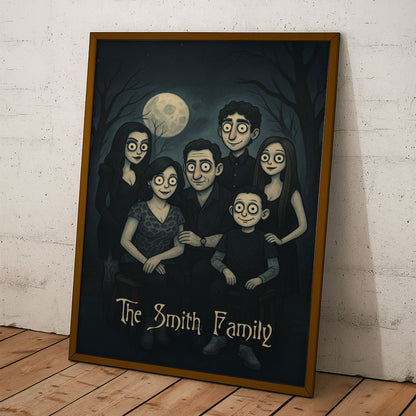 Family Halloween Style Portrait - Personalized Poster - Halloween Home Decor Gift For Family