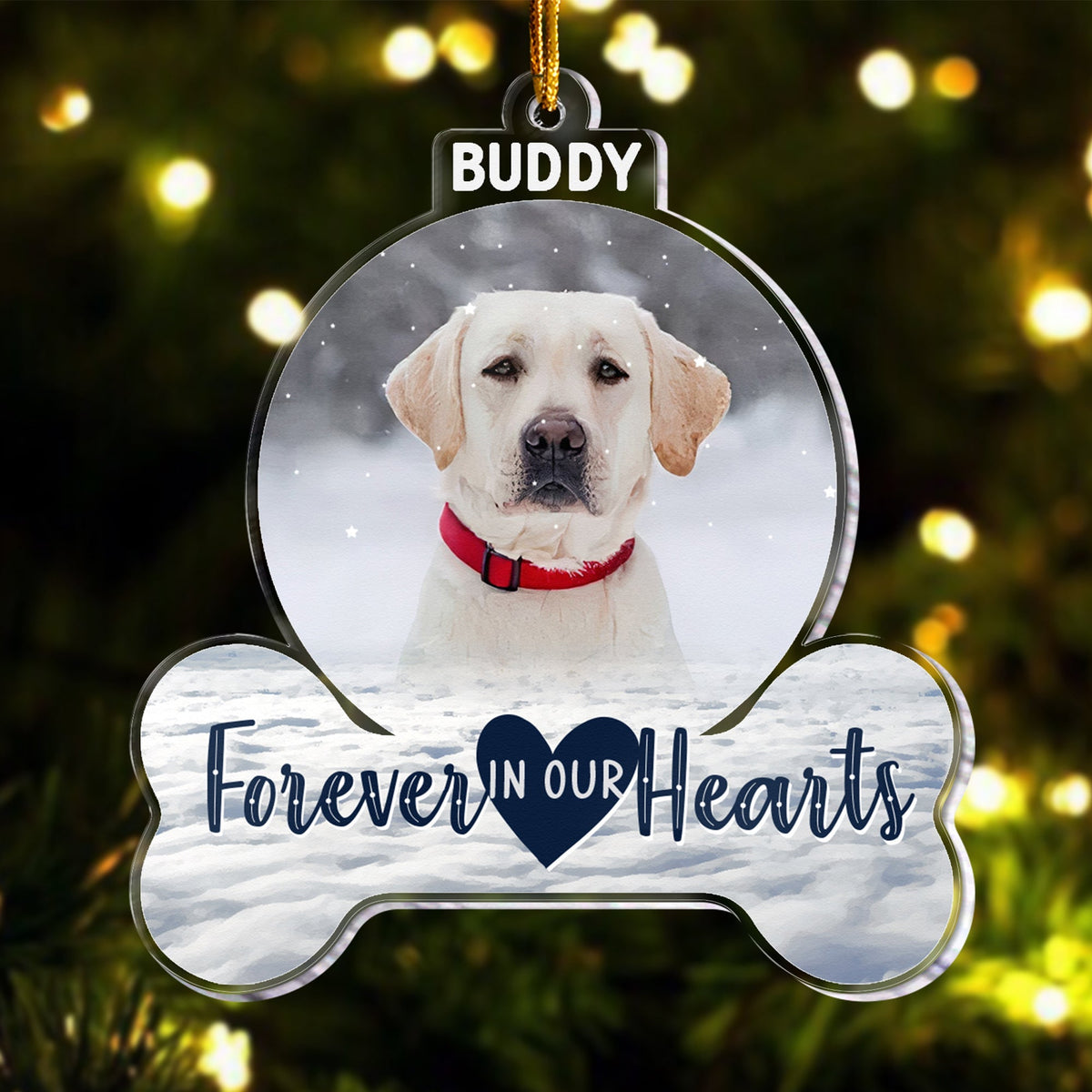 Forever In My Heart - Personalized Pet Memorial Photo Ornament - Gift For Pet Lovers, Dog Mom, Cat Mom
