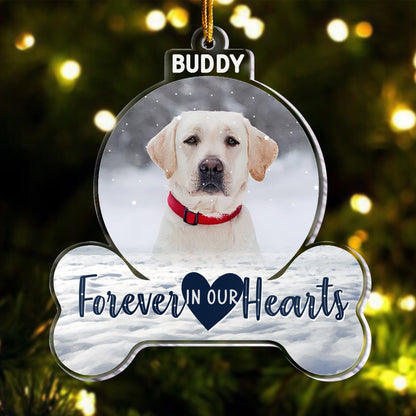 Forever In My Heart - Personalized Pet Memorial Photo Ornament - Gift For Pet Lovers, Dog Mom, Cat Mom