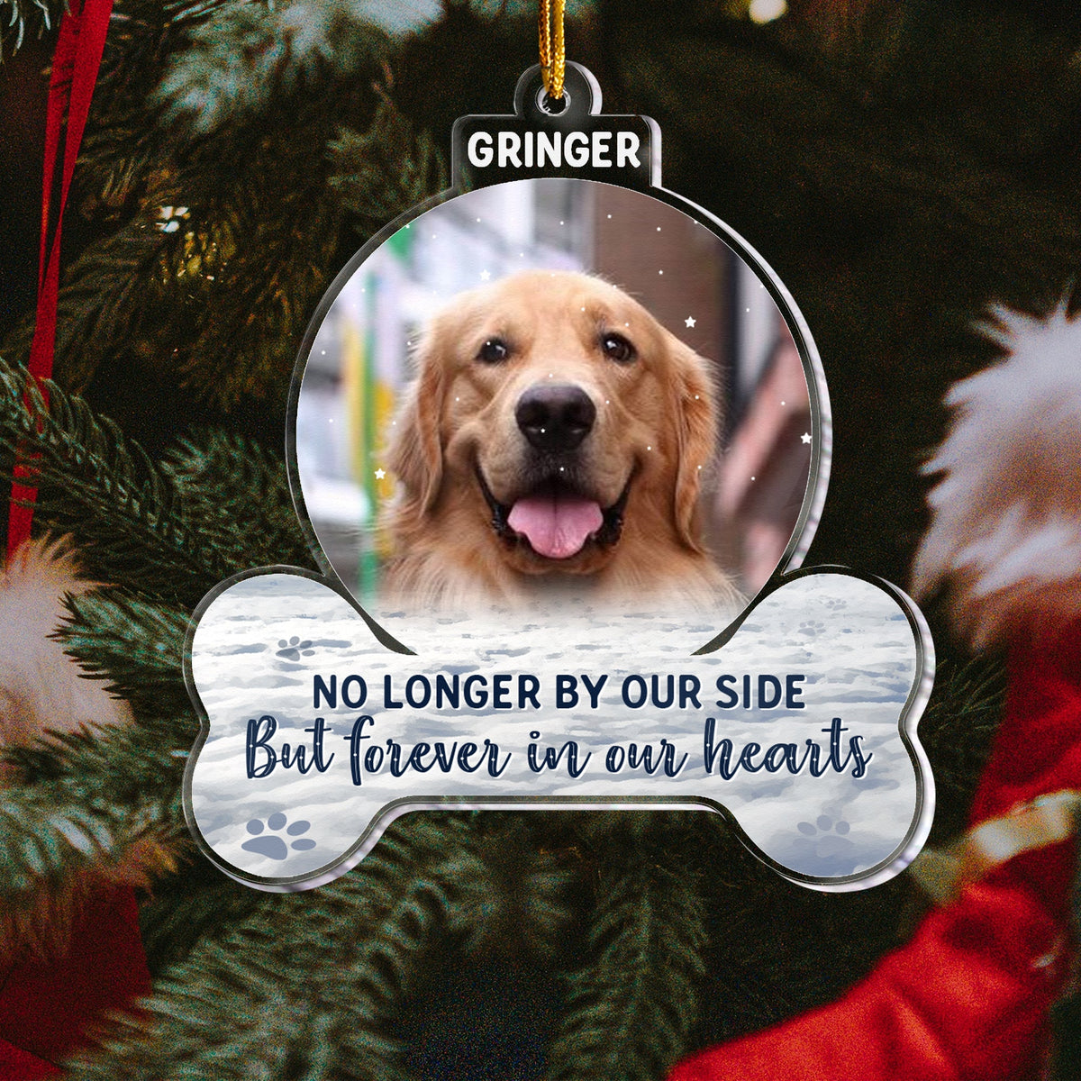 Forever In My Heart - Personalized Pet Memorial Photo Ornament - Gift For Pet Lovers, Dog Mom, Cat Mom