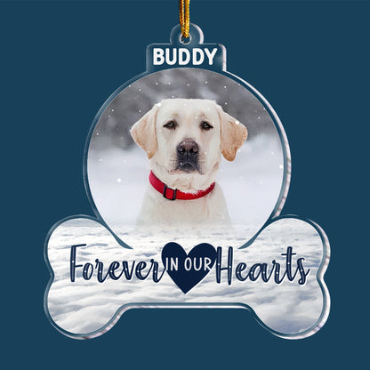 Forever In My Heart - Personalized Pet Memorial Photo Ornament - Gift For Pet Lovers, Dog Mom, Cat Mom