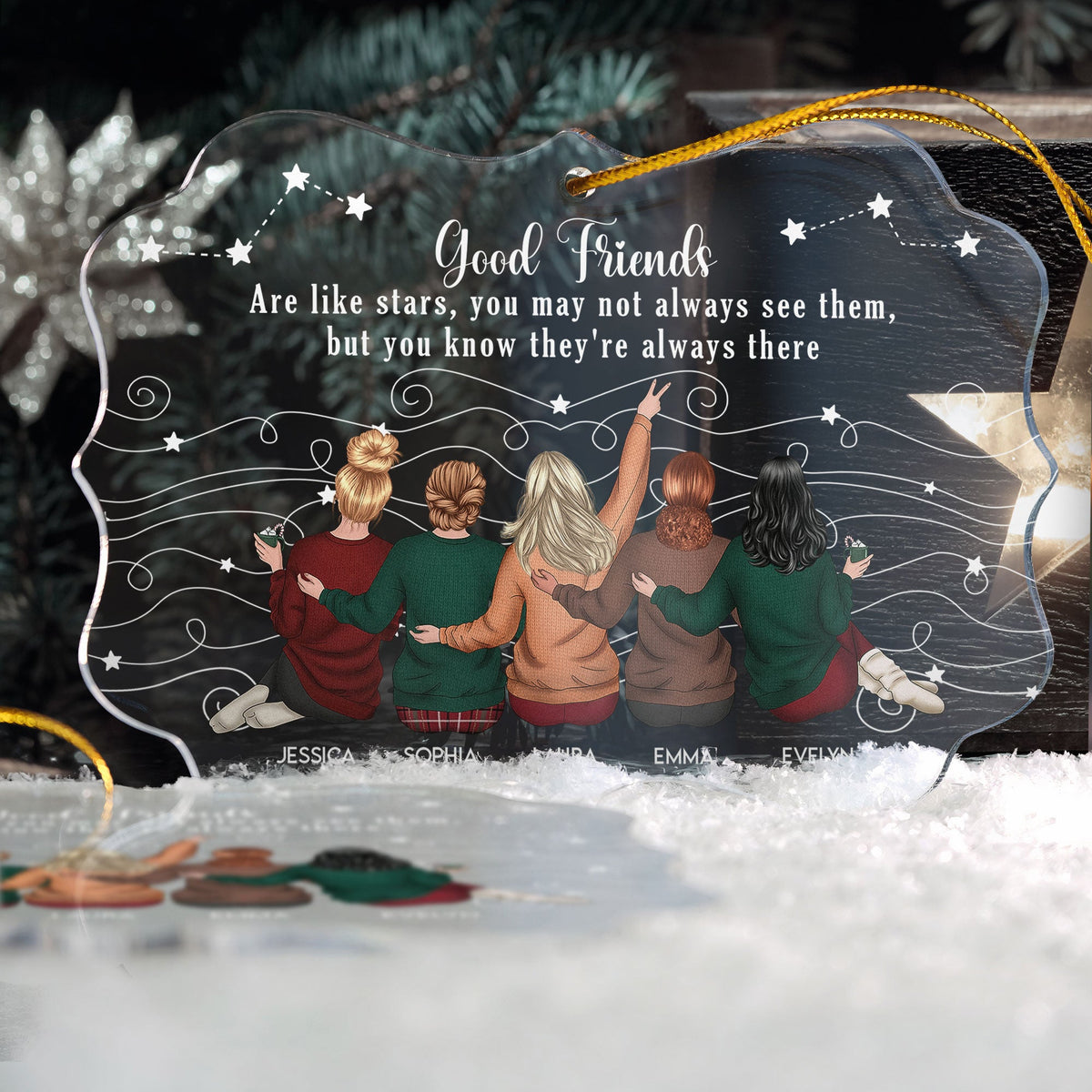 Friends Are Like Stars - Personalized Acrylic Ornament - Thank You Gift For Friends, Besties, Sisters