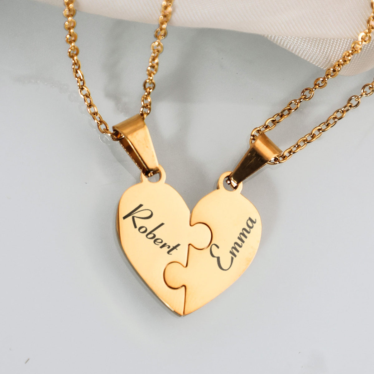 Friendship Puzzle Hearts - Personalized Heart Puzzle Name Necklace - Gift For Best Friends