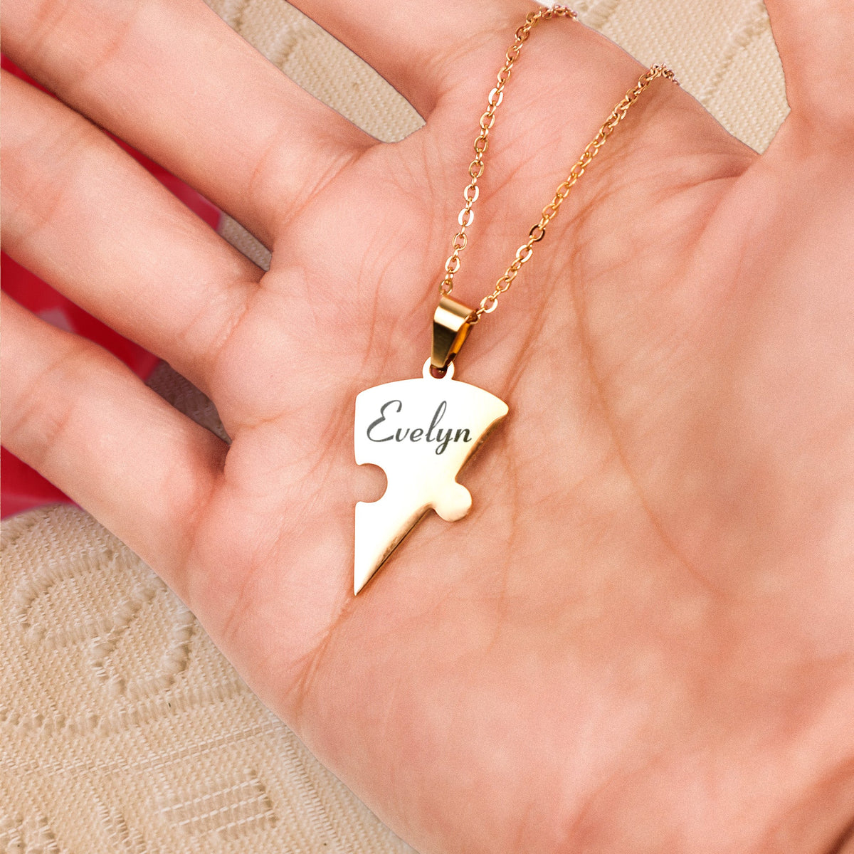 Friendship Puzzle Hearts - Personalized Heart Puzzle Name Necklace - Gift For Best Friends