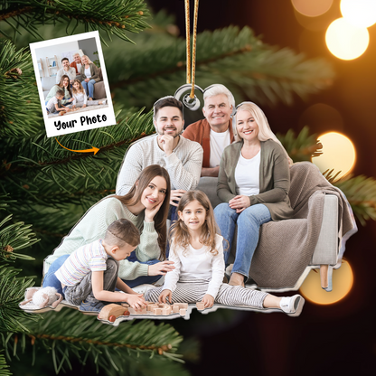 Family Photo Keepsake - Personalized Custom Shaped Acrylic Ornament - Gift For Mom, Dad, Grandparents