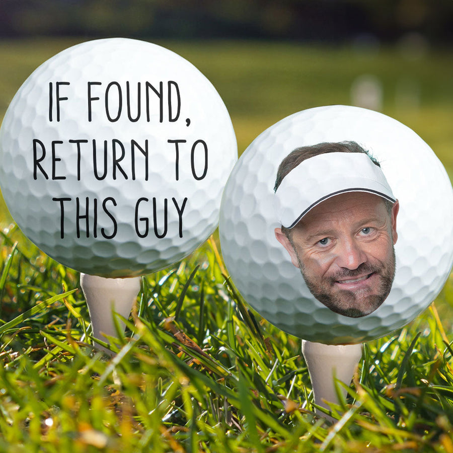 If Found, Return To This Guy - Personalized Photo Golf Ball - Funny Gift For Golfers, Dad, Grandpa