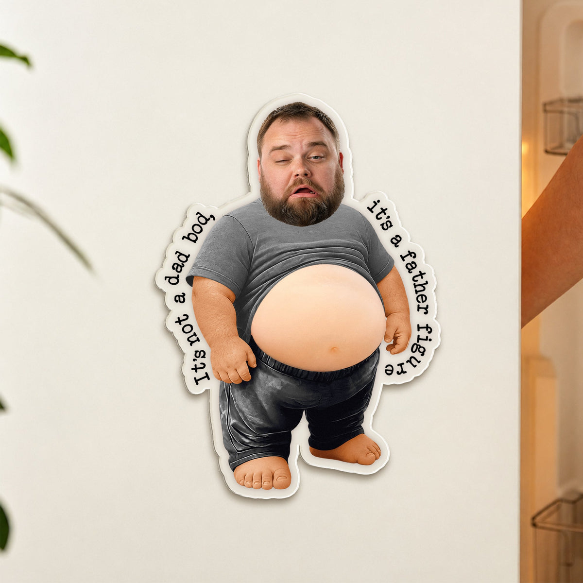 It's Not A Dad Bod, It's A Father Figure - Personalized Photo Fridge Magnet - Funny Father's Day Gift For Dad