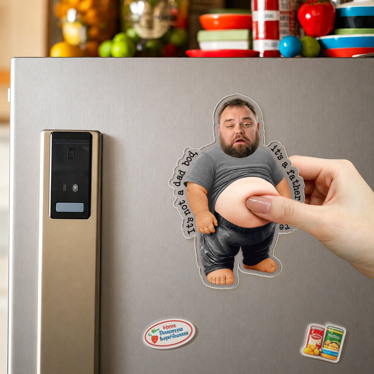 It's Not A Dad Bod, It's A Father Figure - Personalized Photo Fridge Magnet - Funny Father's Day Gift For Dad