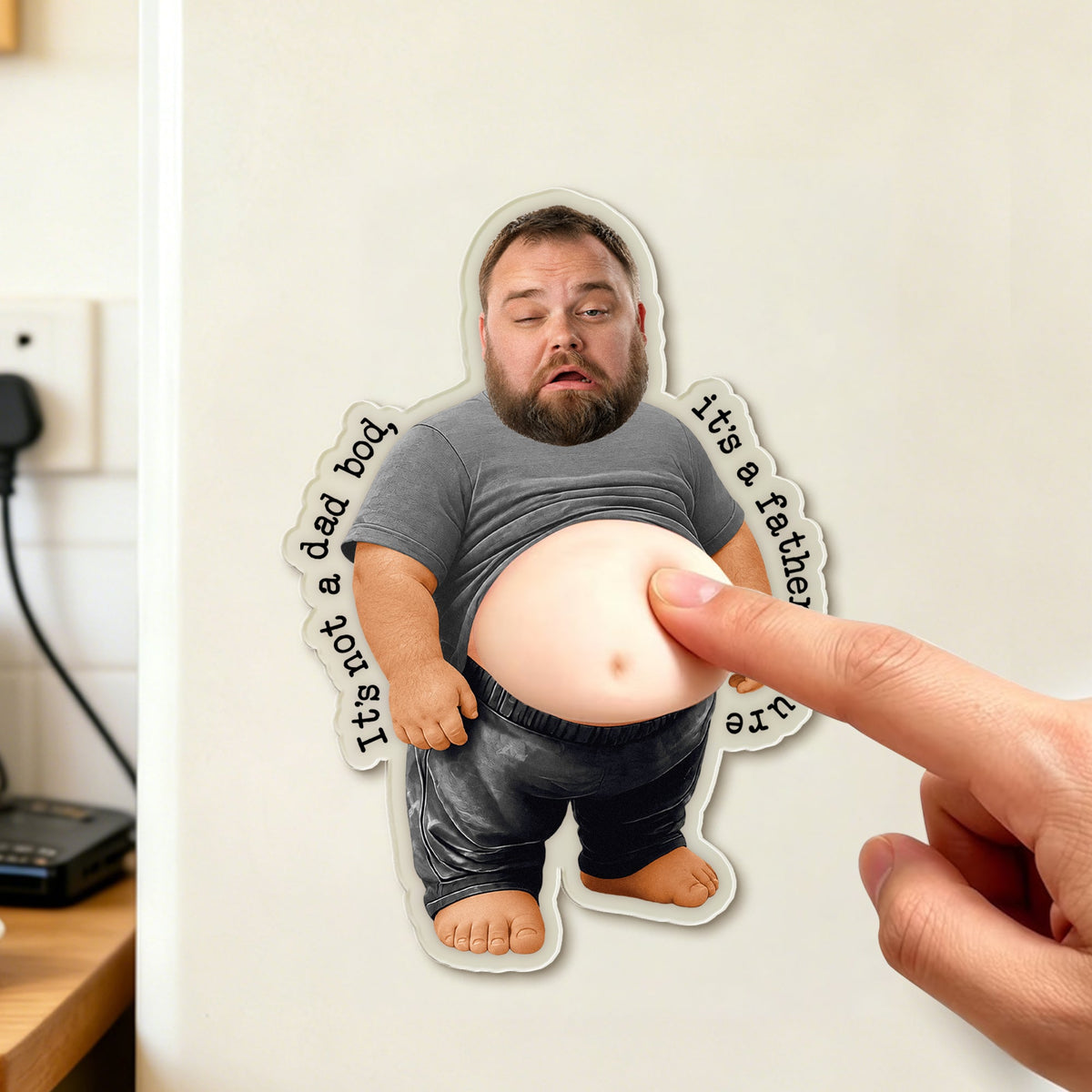 It's Not A Dad Bod, It's A Father Figure - Personalized Photo Fridge Magnet - Funny Father's Day Gift For Dad