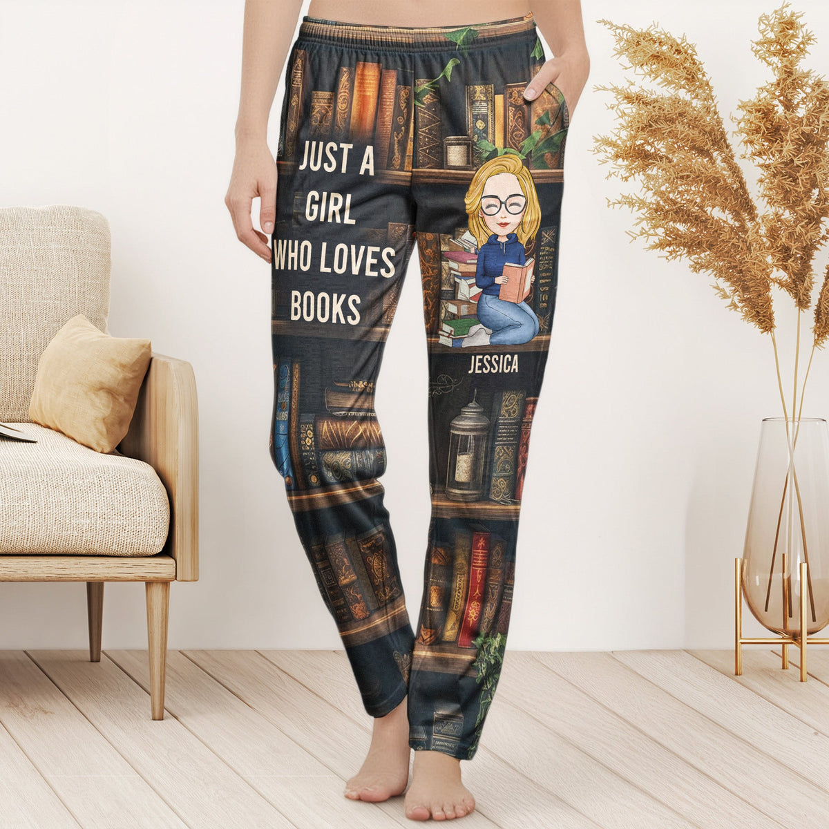 Just A Girl Who Loves Books - Personalized Sweatpants And Lounge Pants With Pockets - Gift For Her