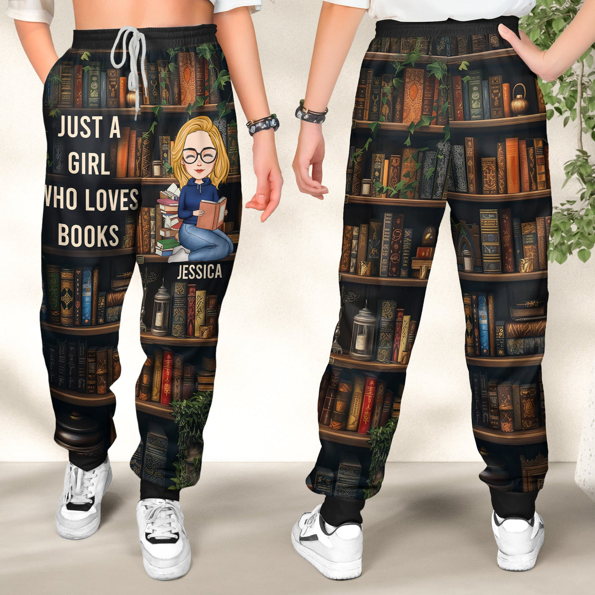 Just A Girl Who Loves Books - Personalized Sweatpants And Lounge Pants With Pockets - Gift For Her
