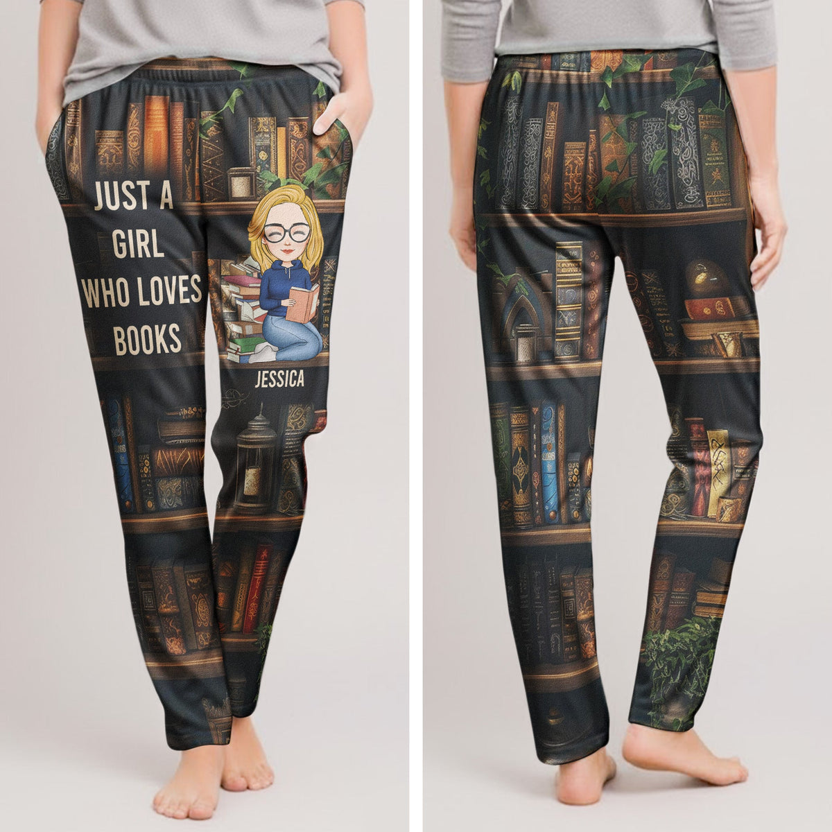 Just A Girl Who Loves Books - Personalized Sweatpants And Lounge Pants With Pockets - Gift For Her
