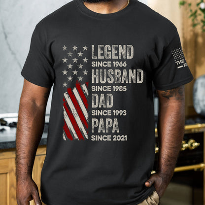 Legend, Husband, Dad And Grandpa Custom Family Name - Personalized Shirt