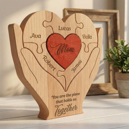 Mom, Mum, Mother You Are The Piece That Hold Us Together - Personalized Wooden Family Puzzle - Gift For Mom