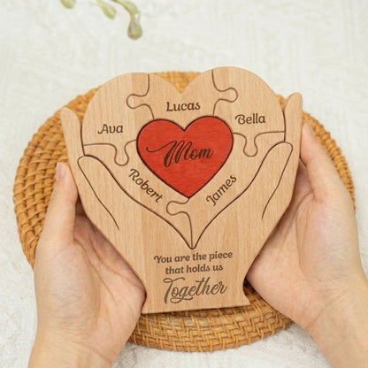 Mom, Mum, Mother You Are The Piece That Hold Us Together - Personalized Wooden Family Puzzle - Gift For Mom
