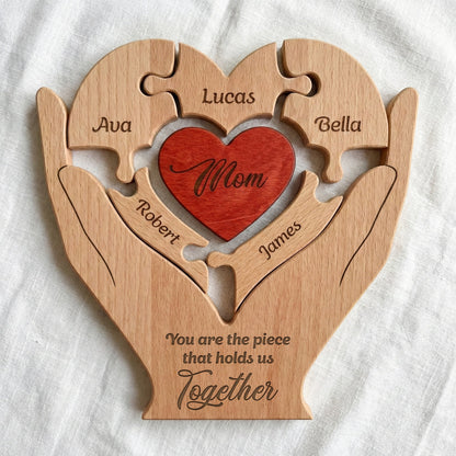 Mom, Mum, Mother You Are The Piece That Hold Us Together - Personalized Wooden Family Puzzle - Gift For Mom