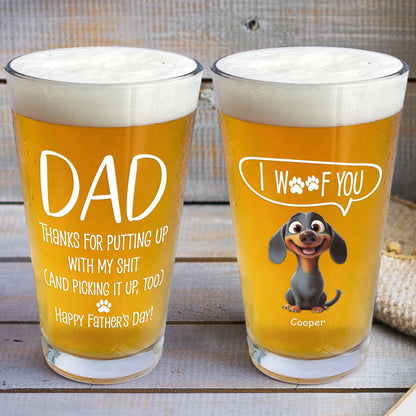 Thanks Dad We Woof You - Personalized Dog Breed Beer Glass - Father's Day Gift For Dog Dad