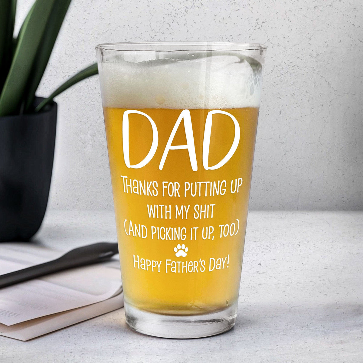 Thanks Dad We Woof You - Personalized Dog Breed Beer Glass - Father's Day Gift For Dog Dad