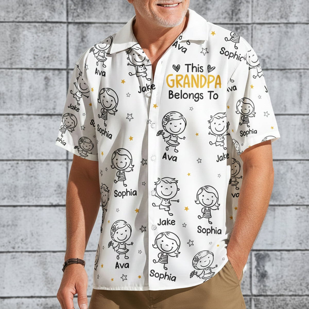This Grandpa Belongs To Doodle - Personalized Hawaiian Shirt - Gift For Grandpa, Papa From Grandkids