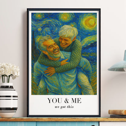 Van Gogh Wall Art You & Me We Got This - Personalized Photo Poster - Anniversary Gift For Couples