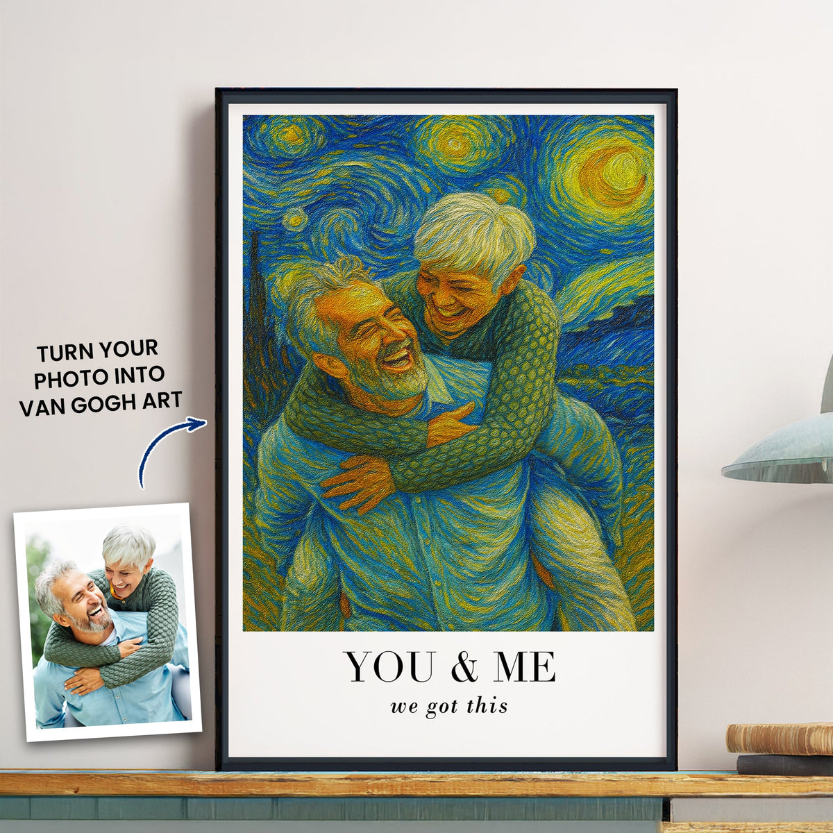 Van Gogh Wall Art You & Me We Got This - Personalized Photo Poster - Anniversary Gift For Couples
