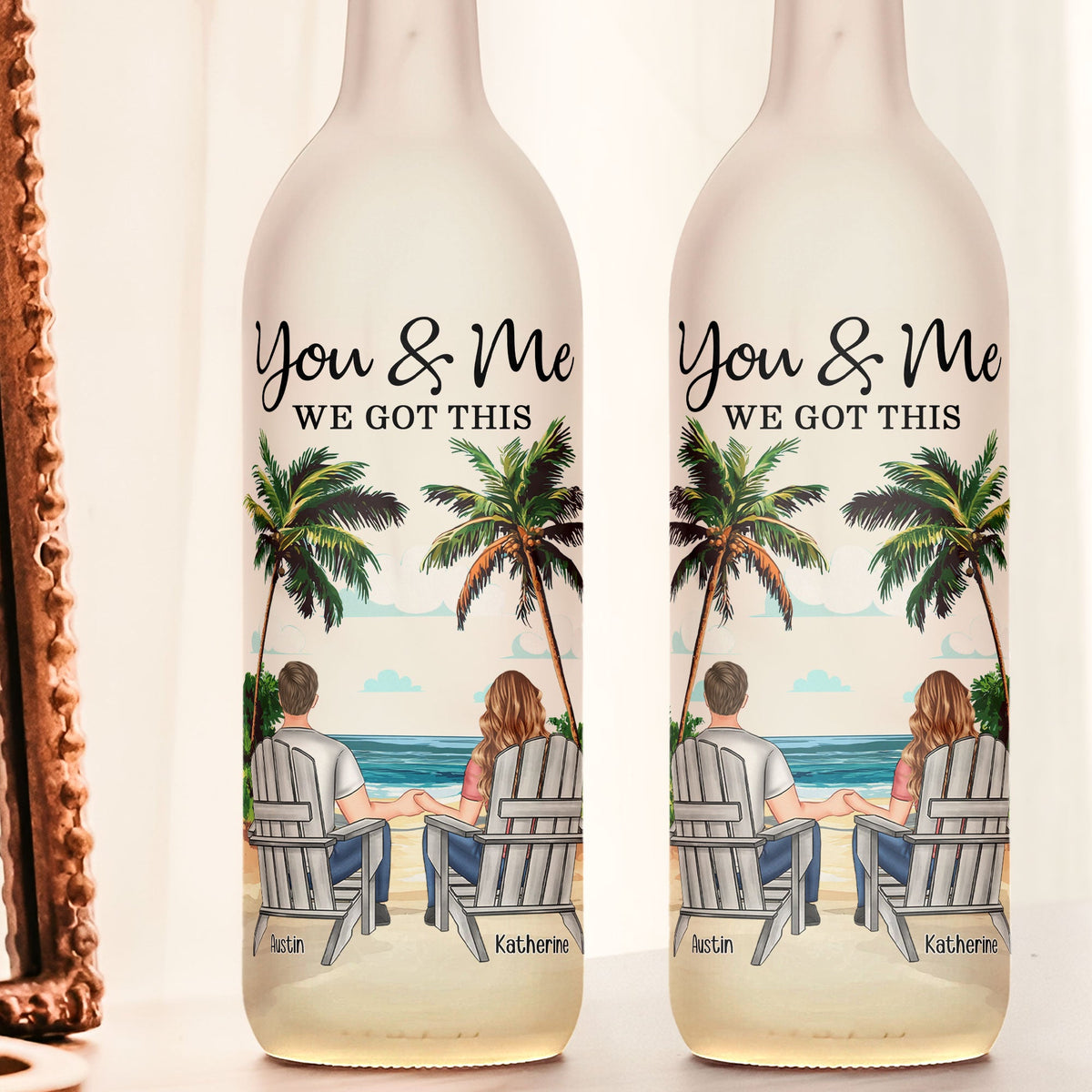 You & Me We Got This - Personalized Bottle Lamp - Anniversary, Valentine's Day Gift For Couples